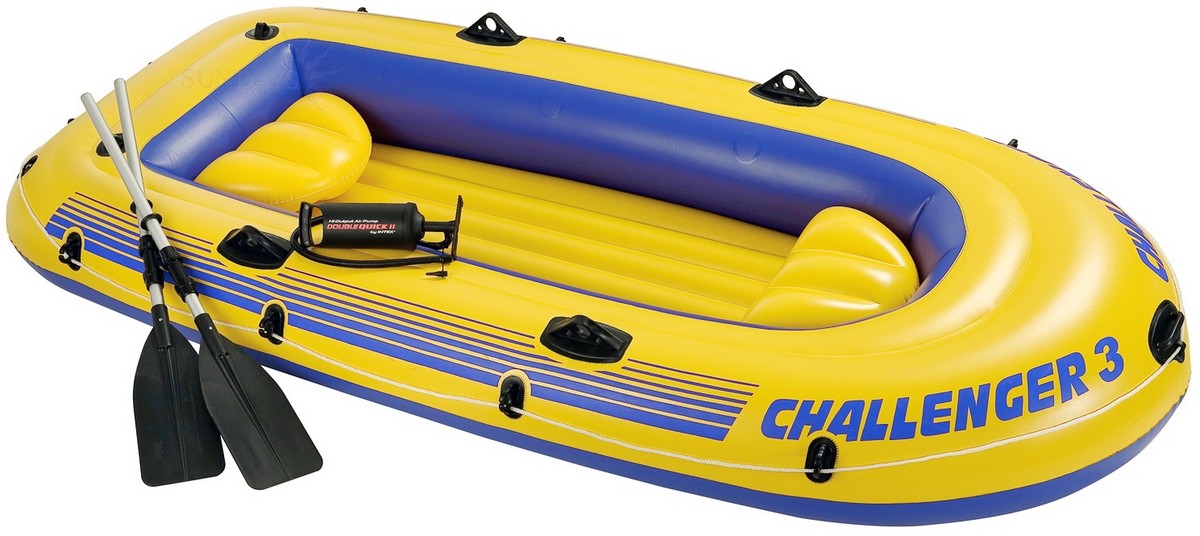 фото Надувная лодка challenger 3 set 295x137x43 см intex аллюминиевые вёсла, ручной насос 68370