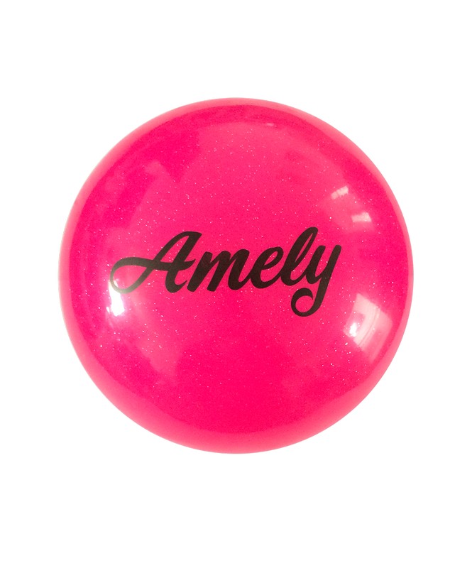 фото Мяч для художественной гимнастики amely agb-102 d=15 см, розовый, с блестками