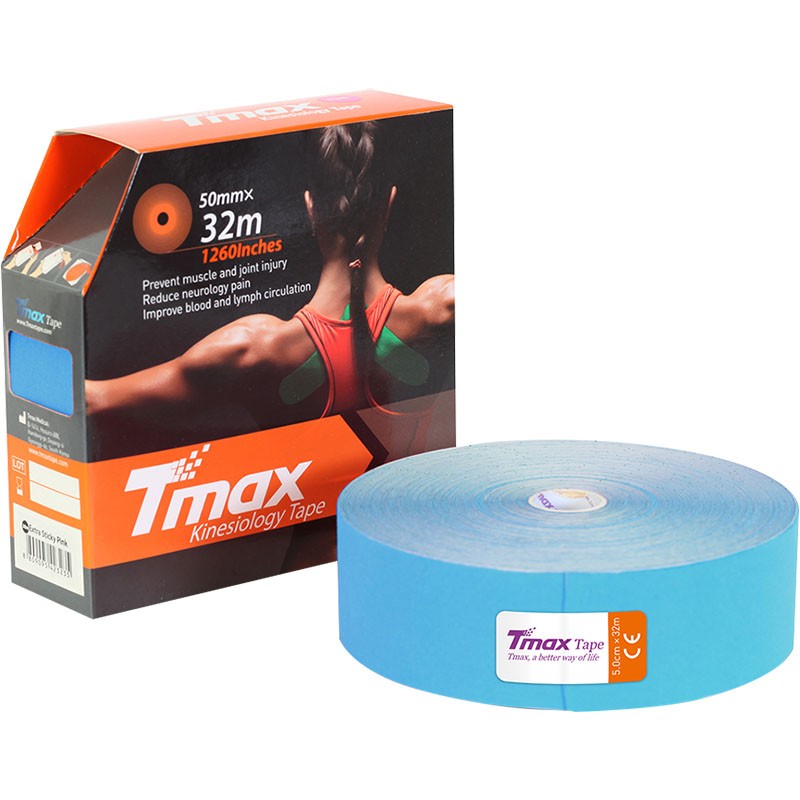 Тейп кинезиологический Tmax 32m Extra Sticky Blue 5 см x 32 м 423228 голубой 800_800