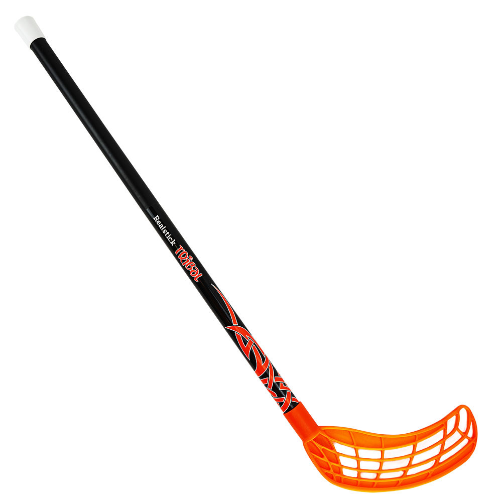 фото Клюшка для флорбола realstick tribal jr mr-kf-tr70-or, 70см, прямой крюк, пластик, черн-оранж