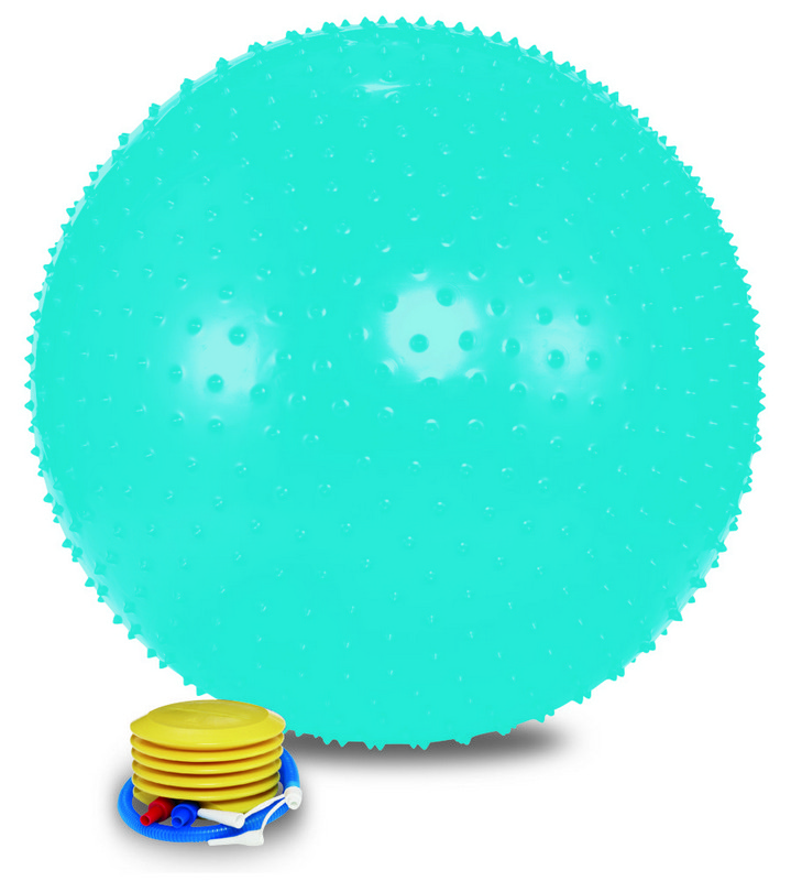 фото Мяч массажный 65 см, ножной насос 1865lw голубой nobrand