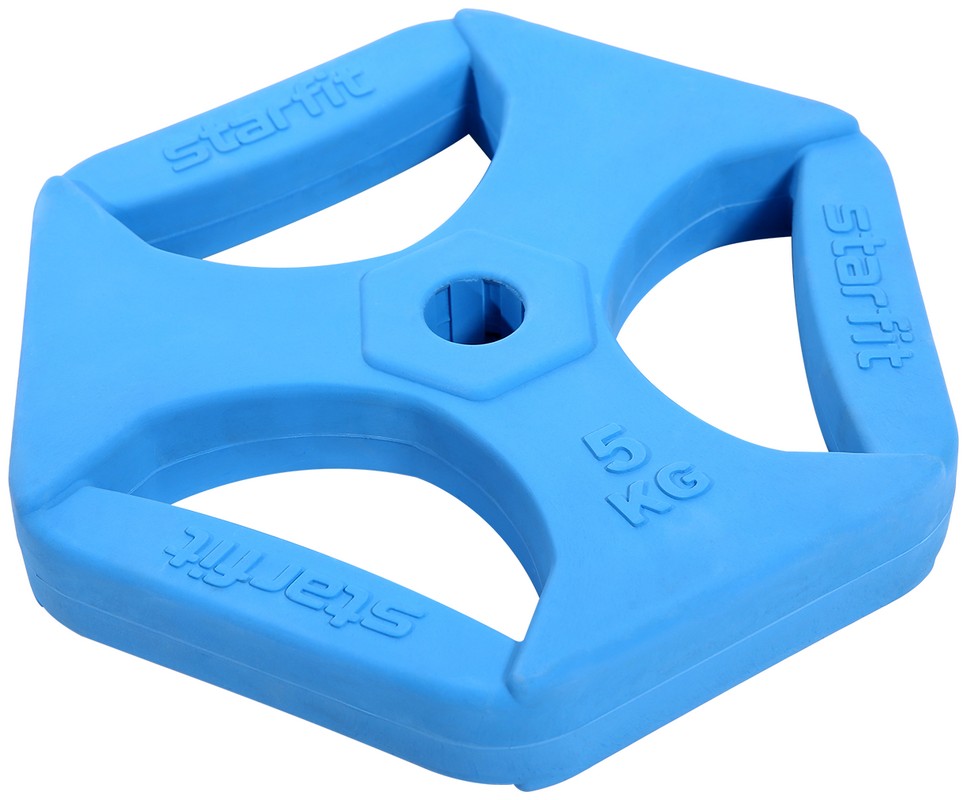 фото Диск обрезиненный с хватами 5 кг core star fit bb-205 синий