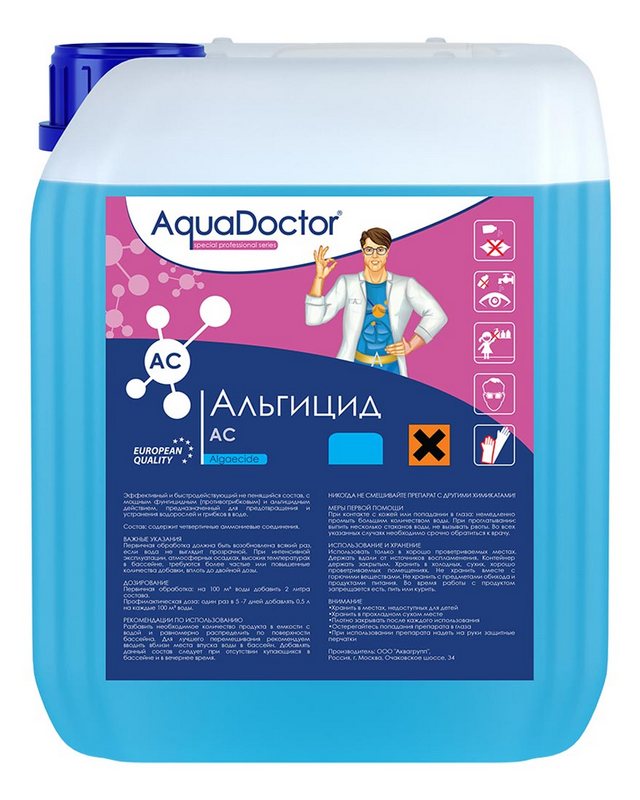 фото Альгицид непенящийся, 5л канистра, жидкость для борьбы с водорослями aquadoctor aq1554