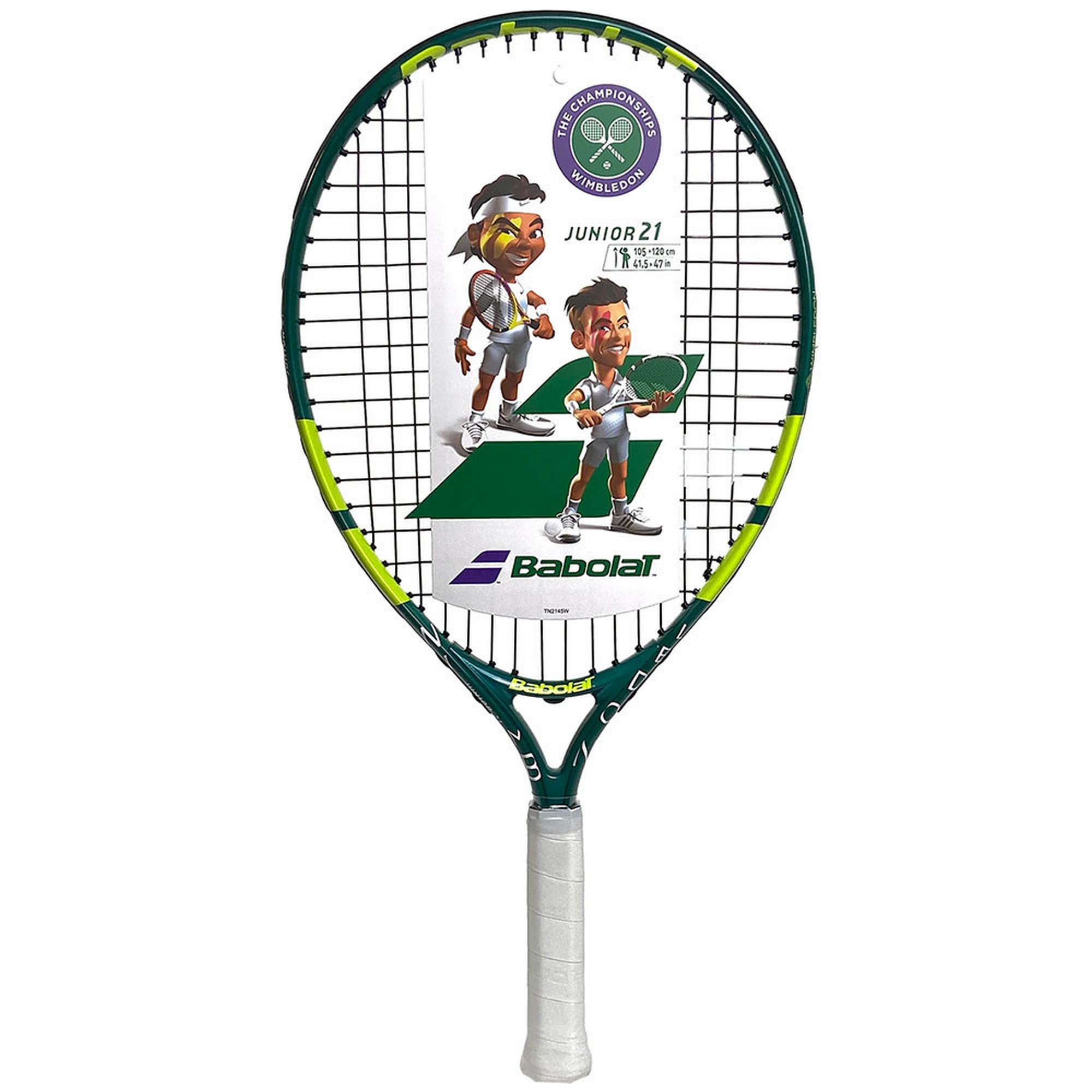 фото Ракетка для большого тенниса детская 5-7 лет babolat wimbledon junior 21 gr000 140448 зелено-салатовый