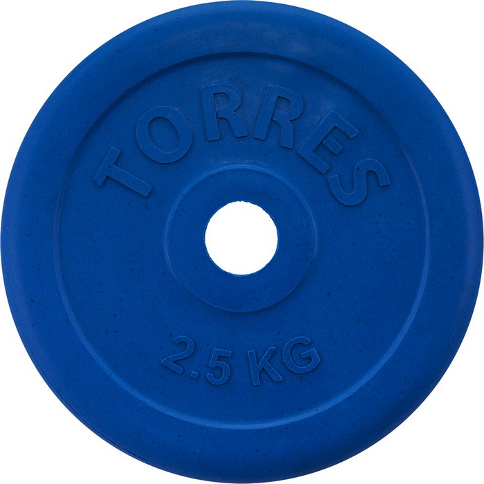 Диск обрезиненный Torres 2,5 кг PL50392 D25 мм, синий 700_700