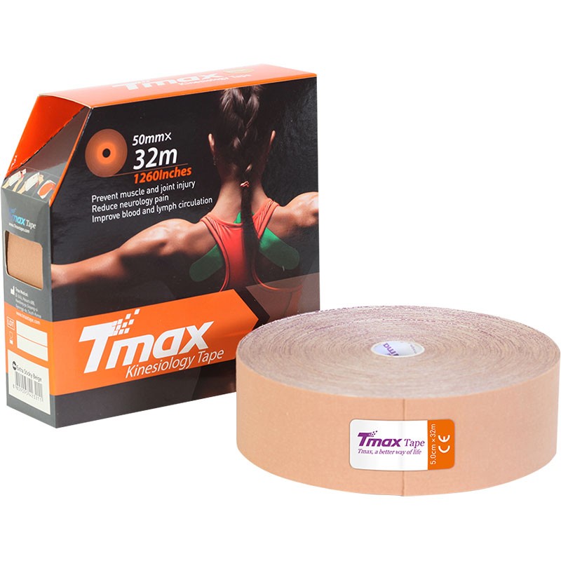 Тейп кинезиологический Tmax 32m Extra Sticky Biege 5 см x 32 м 423211 телесный 800_800