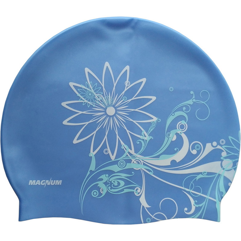 фото Шапочка для плавания magnum sr синий металлик с принтом цветы оттенки синего flower 3