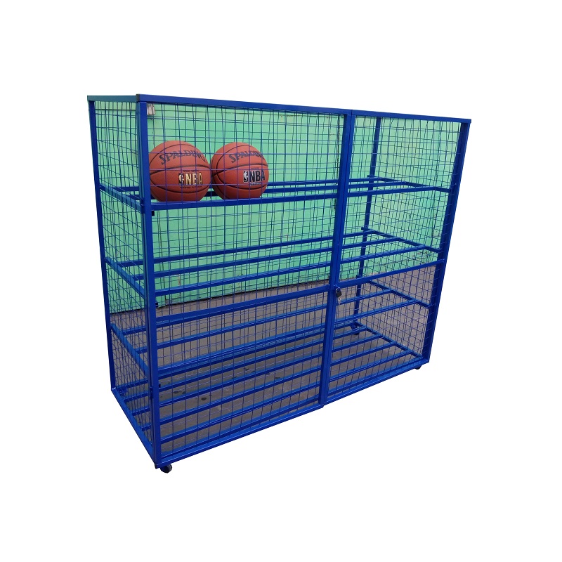 фото Стеллаж тележка для хранения мячей и спортинвентаря ellada с замком, на колесиках м845