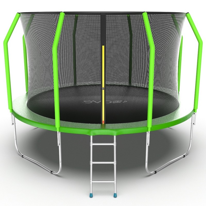 фото Батут с внутренней сеткой и лестницей evo jump cosmo 12ft зеленый