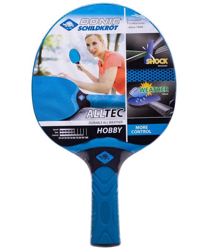 фото Ракетка для настольного тенниса donic alltec hobby, всепогодная, синий\черный