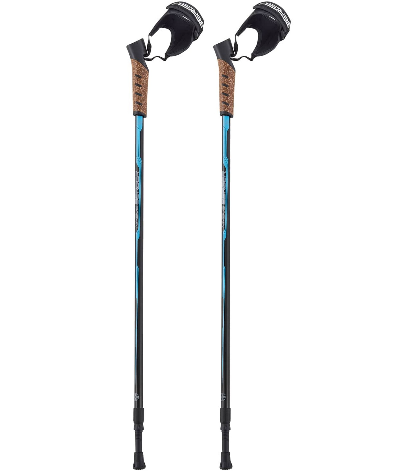 фото Скандинавские палки berger nimbus 2-секционные, 77-135 см, черный\голубой