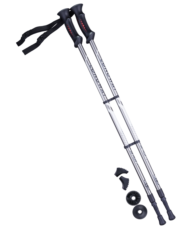 фото Палки для скандинавской ходьбы berger longway, 77-135 см, 2-секционные, серый/чёрный
