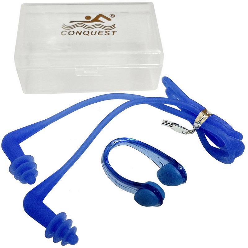 фото Комплект для плавания беруши и зажим для носа c33555-1 синие nobrand