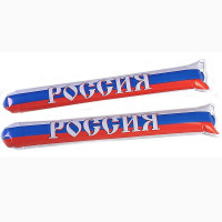Надувные палки-стучалки Россия FAN-05, компект 2 шт., бело-сине-красный