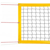 Сетка волейбол пляжная Д=4,0 мм яч. 100*100 черный Размер 1,0 * 8,5 м обш. с 4-ех сторон, верх/низ желтый тент 7 см ПП, (1 шт.) DomSetka