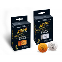 Мячи для настольного тенниса Atemi 3* белые, 6 шт.