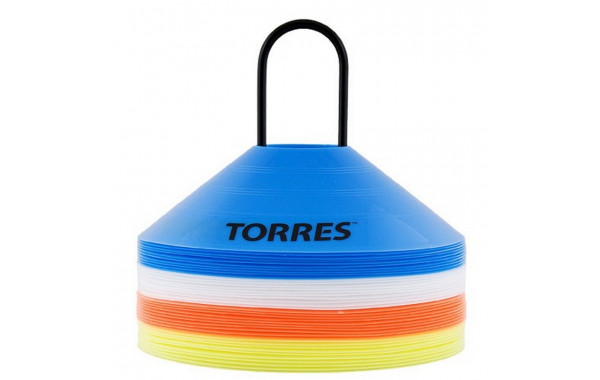 Фишки для разметки поля Torres TR1006, форма усеченных конусов, пластик, оранжевый, желтый, синий, белый 600_380