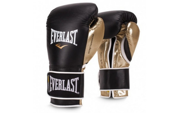 Боксерские перчатки Everlast Powerlock 12 oz черн/золот. P00000723 600_380