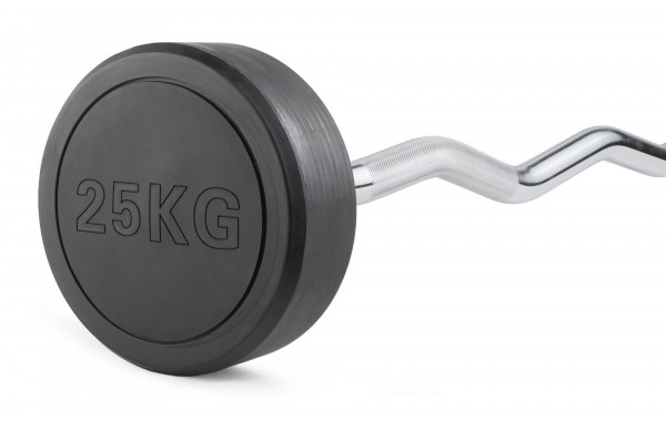 Штанга неразборная обрезиненная 25 кг. Изогнутый гриф VictoryFit VF-DX5250 600_380