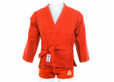 Комплект для Самбо (куртка, шорты трикотаж) плетенный, лицензионный, красный