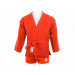 Комплект для Самбо (куртка, шорты трикотаж) плетенный, лицензионный, красный 75_75