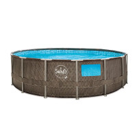 Каркасный бассейн Mountfield Swing круглый 488x122 см Elite Wicker Dark с окном 3EXB0563