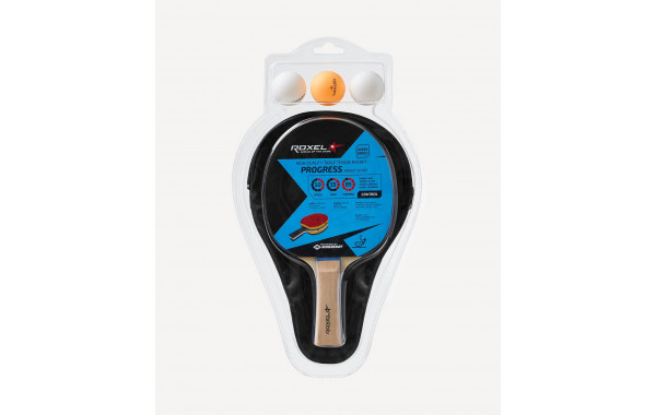 Набор для настольного тенниса Roxel Hobby Progress, 1 ракетка, 3 мяча, чехол 600_380
