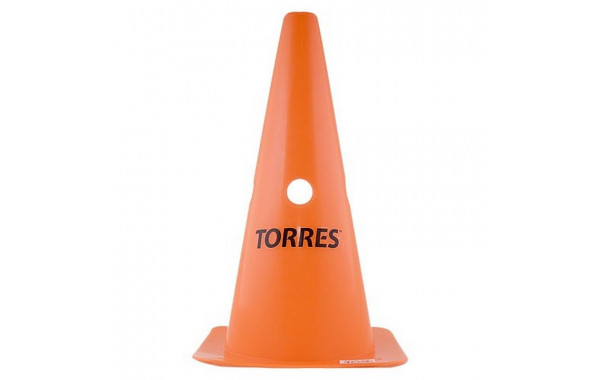 Конус тренировочный Torres TR1009, высота 30 см, с отверстиями для штанги, пластмасса, оранжевый 600_380
