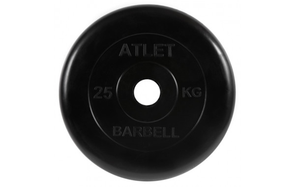 Диск обрезиненный d51мм MB Barbell Atlet 25кг черный MB-AtletB51-25 600_380