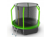 Батут с внутренней сеткой и лестницей EVO Jump Cosmo 8ft + нижняя сеть, зеленый