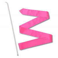 Лента гимнастическая с палочкой 50см, дл.4м, пластик, металл, полиэстер СЕ4-P розовый