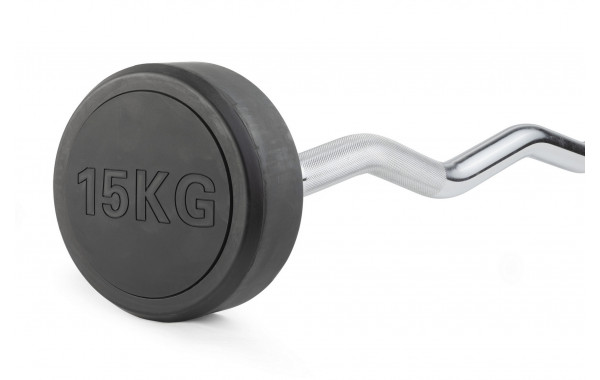 Штанга неразборная обрезиненная 15 кг. Изогнутый гриф VictoryFit VF-DX5150 600_380