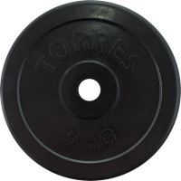 Диск обрезиненный Torres 5 кг PL50705, d.25мм, черный
