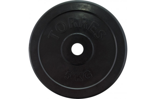 Диск обрезиненный Torres 5 кг PL50705, d.25мм, черный 600_380