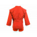 Комплект для Самбо (куртка, шорты трикотаж) плетенный, лицензионный, красный 75_75