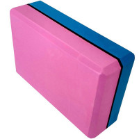 Йога блок Sportex полумягкий 2-х цветный 223х150х76мм E29313-2 синий-розовый