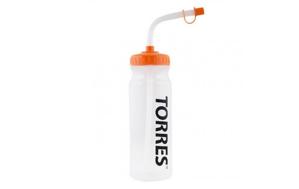 Бутылка для воды Torres 750 мл, с трубкой SS1029 прозрачная, оранжевая крышка 600_380