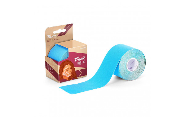 Тейп кинезиологический Tmax Beauty Tape (5cmW x 5mL), вискоза, голубой 600_380