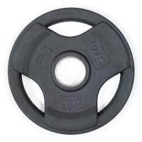 Диск обрезиненный 3-мя хватами Iron King черный D50 мм 5 кг