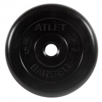 Диск обрезиненный d31мм MB Barbell Atlet 5кг черный MB-AtletB31-5