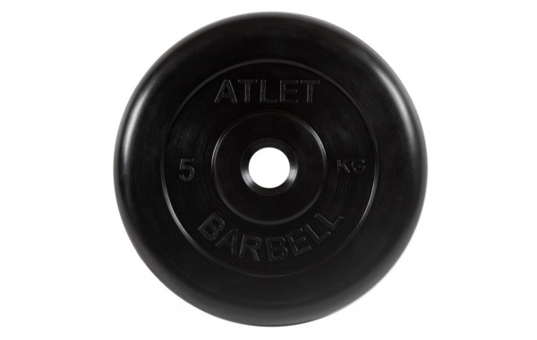 Диск обрезиненный d31мм MB Barbell Atlet 5кг черный MB-AtletB31-5 600_380