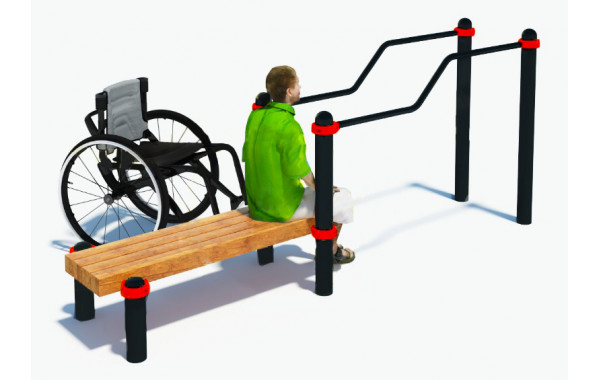 Брусья двухуровневые со скамьей для инвалидов-колясочников W-8.05 Hercules 5207 600_380