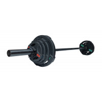 Штанга олимпийская 58 кг Original Fit.Tools диски с двумя хватами, черный гриф