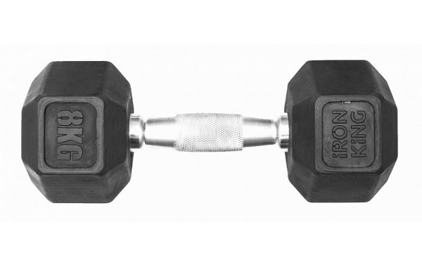 Гантель обрезиненная гексагональная 8 кг Iron King 600_380