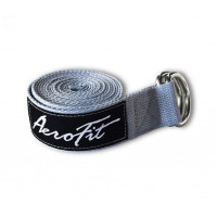 Ремень для йоги Aerofit 2 металлических кольца AFYGS серый