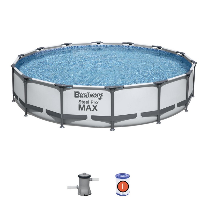 Купить Каркасный бассейн круглый 427х84см+фильтр-насос Bestway Steel Pro Max 56595,