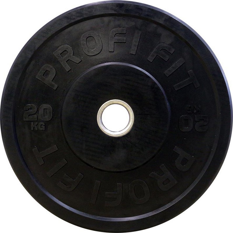 фото Диск для штанги profi-fit каучуковый, черный, d51 20кг