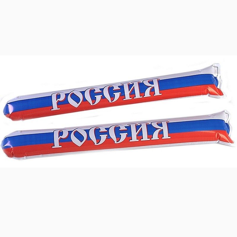 фото Надувные палки-стучалки россия fan-05, компект 2 шт., бело-сине-красный nobrand