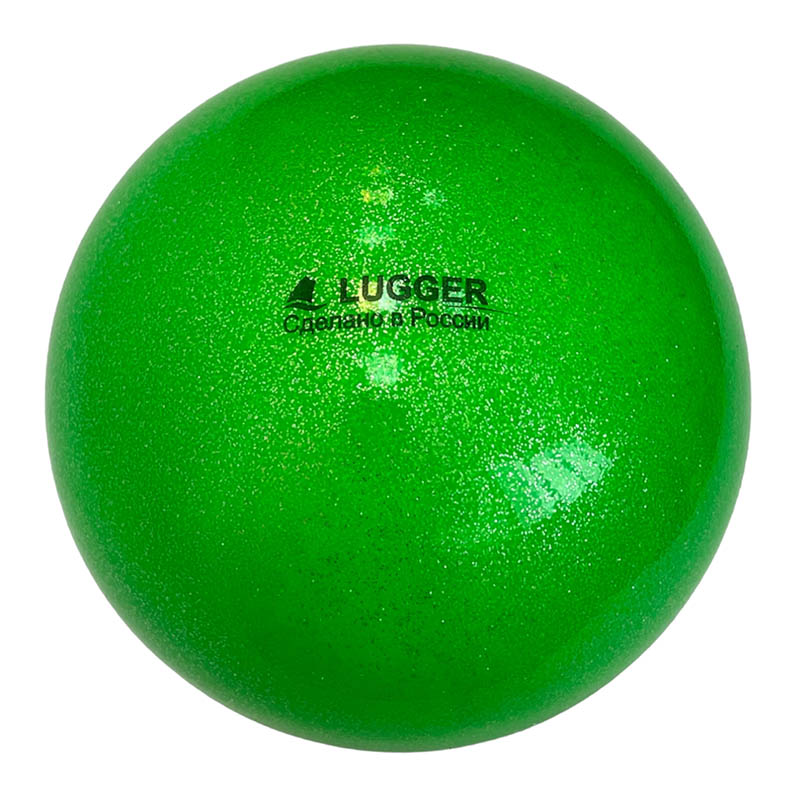 фото Мяч для художественной гимнастики lugger однотонный d=19 см (зеленый с блестками)