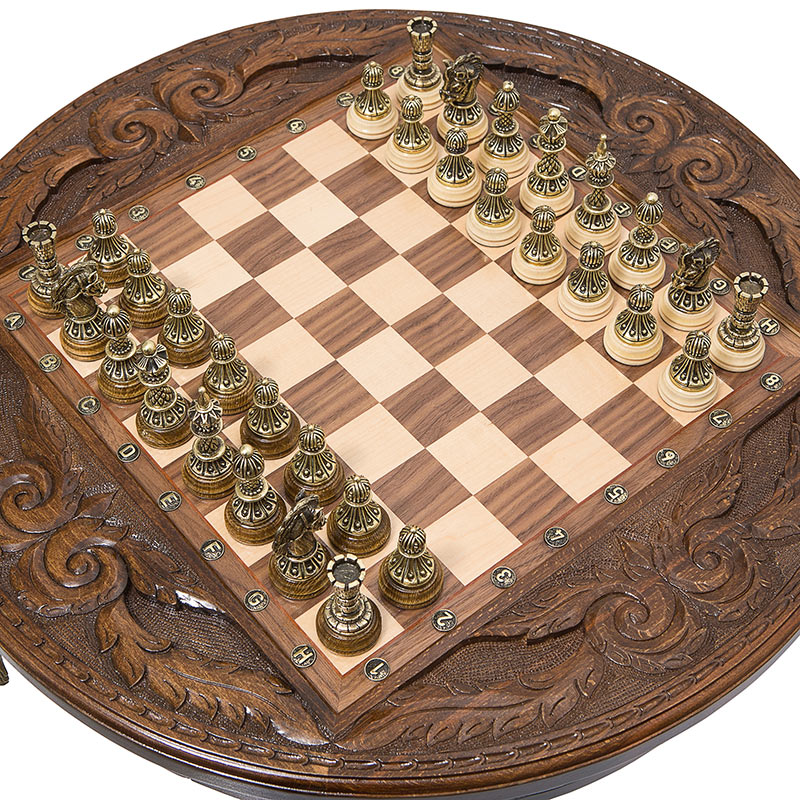 Стол ломберный шахматный Haleyan Круг Света kh403 с фигурками в комплекте 800_800